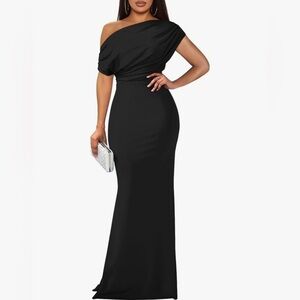 YMDUCH- Women's Elegant Sleeveless Off Shoulder Bodycon Long Formal Dress Size L